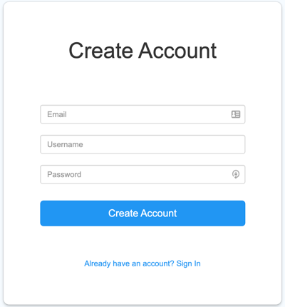 create account form