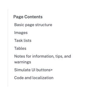 Page Contents Menu