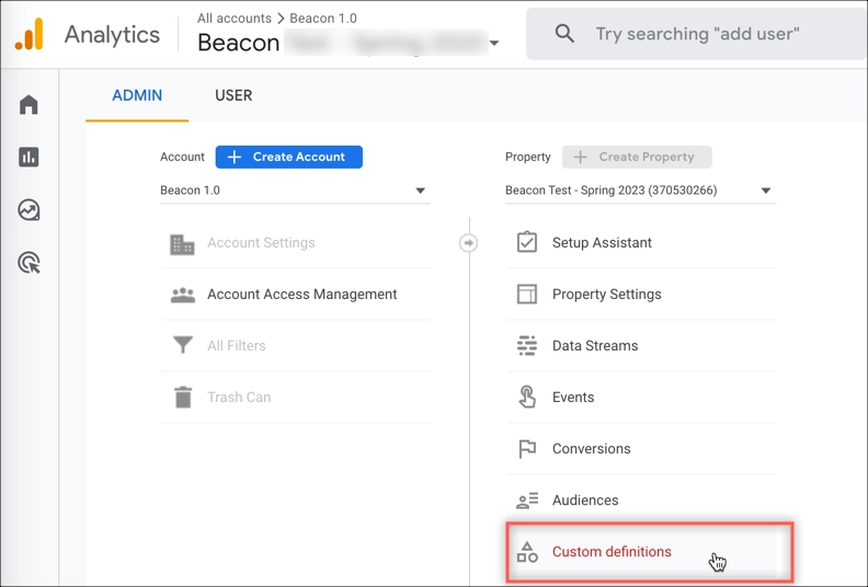 Click custom definitions