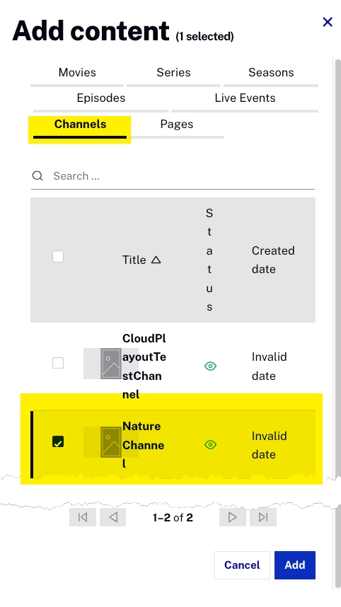 add content dialog