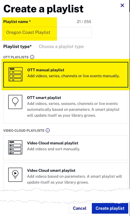 create Playlist