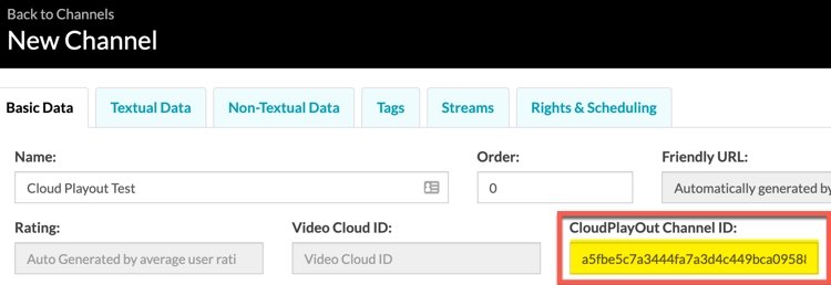 Enter Cloud Playout Channel ID