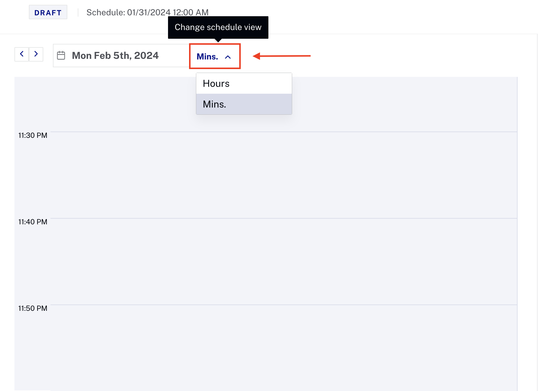 Schedule view example