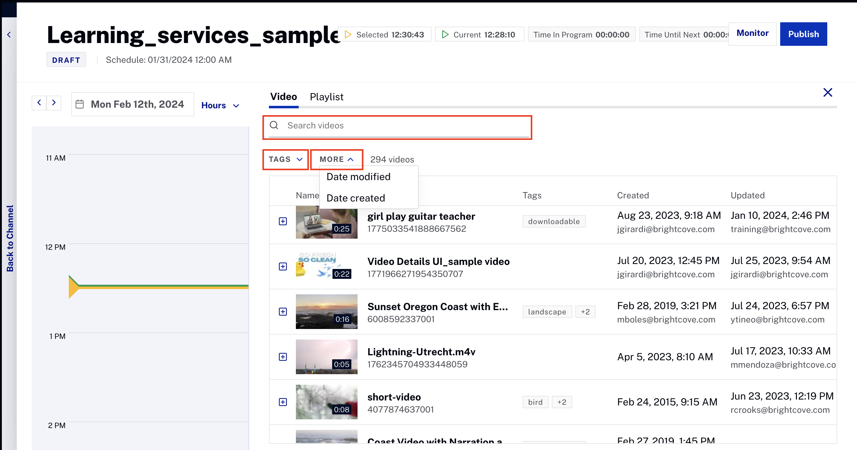 Search options