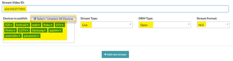 Streams Settings