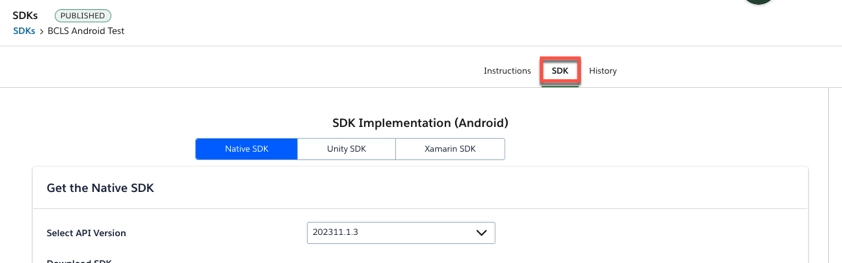 select sdk tab