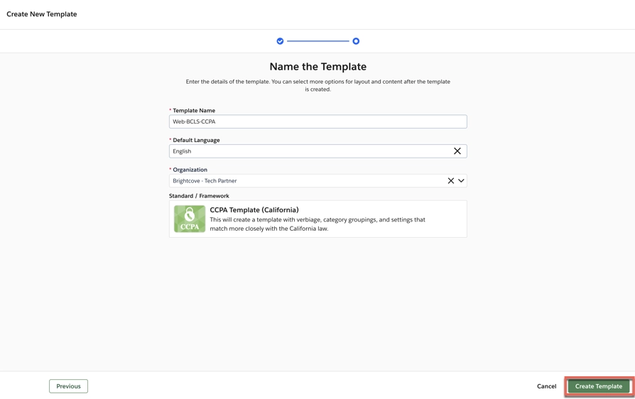create the ccpa template