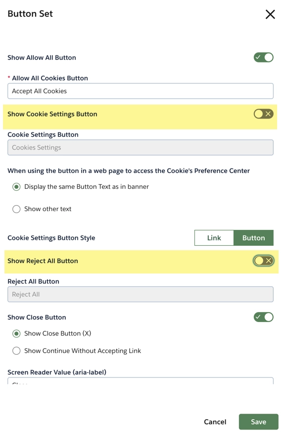 button set dialog