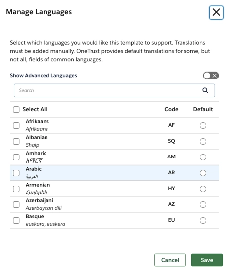 select languages