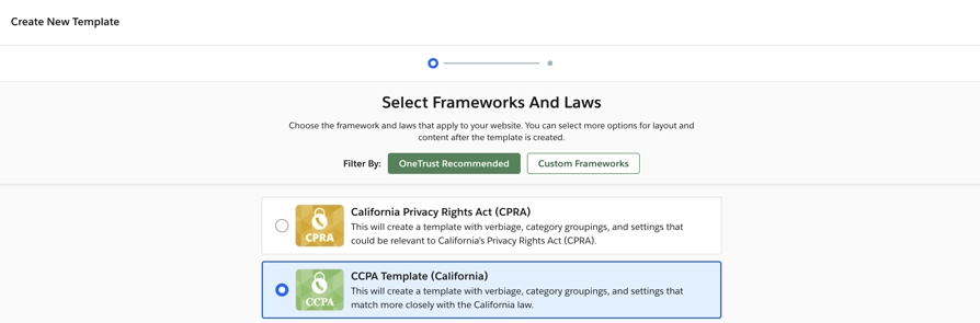 select ccpa template