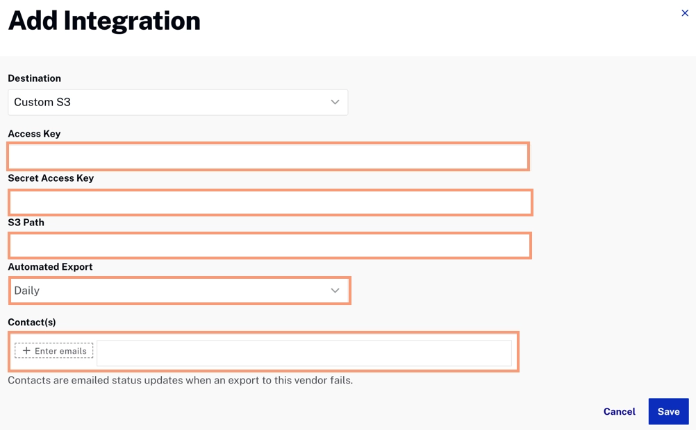 Add Integration Dialog