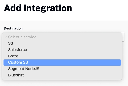 Destination Dropdown