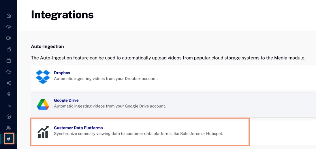 Go to Integrations Module