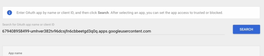 Search for App by Client ID