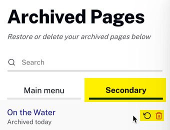restore or delete page