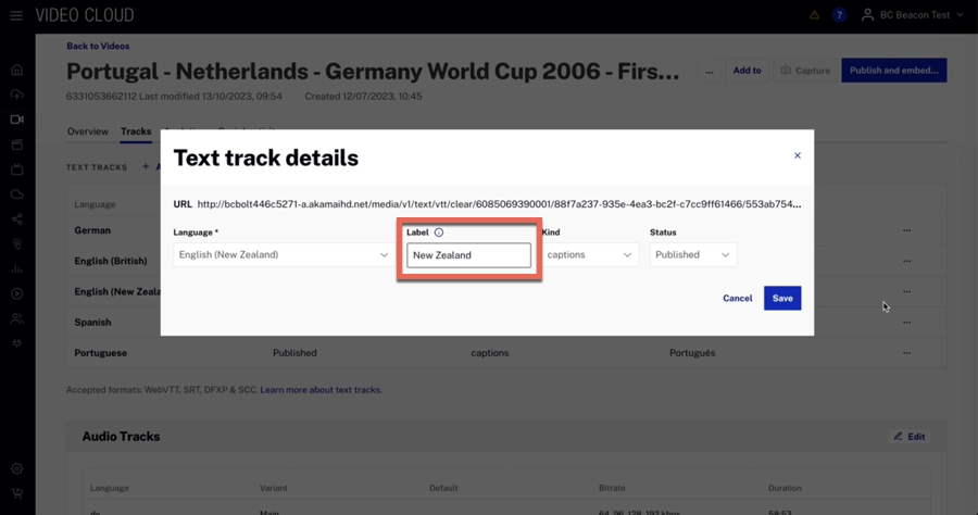 select the appropiate label