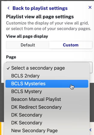select secondary page