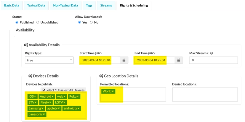 rights scheduling form complete