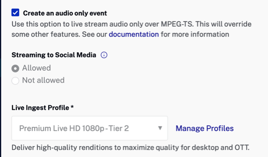 Create audio only event