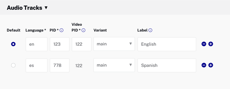Enter audio track data