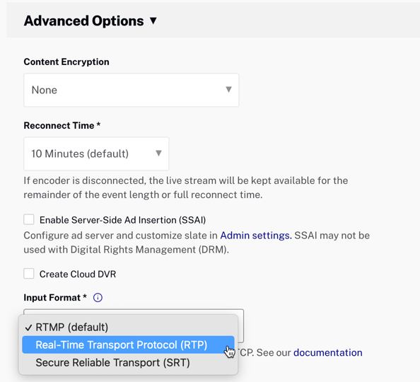 Select input format