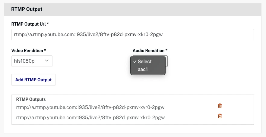 NextGen Live RTMP Outputs