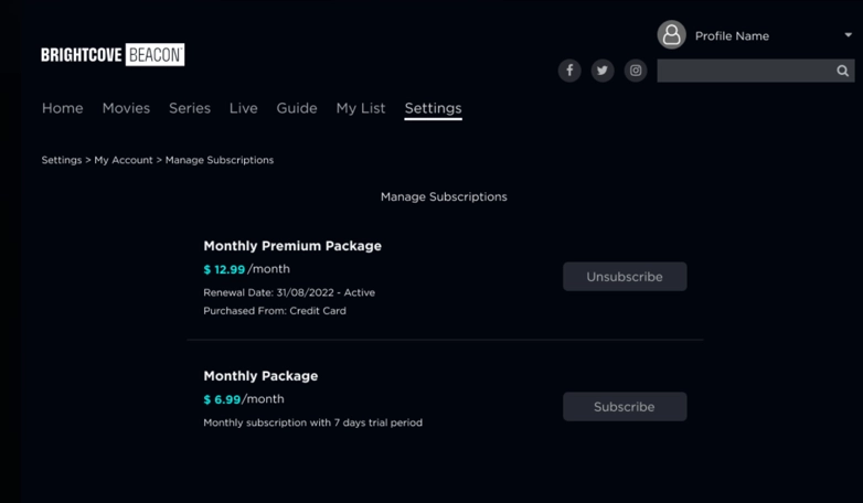 manage subscriptions