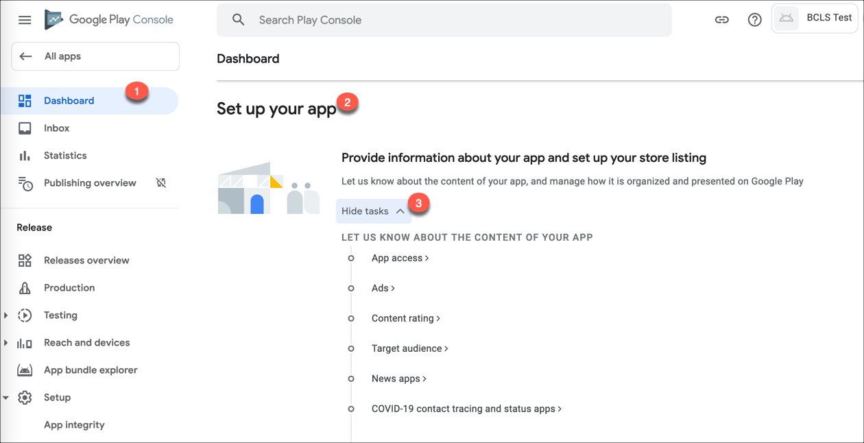 setup tasks