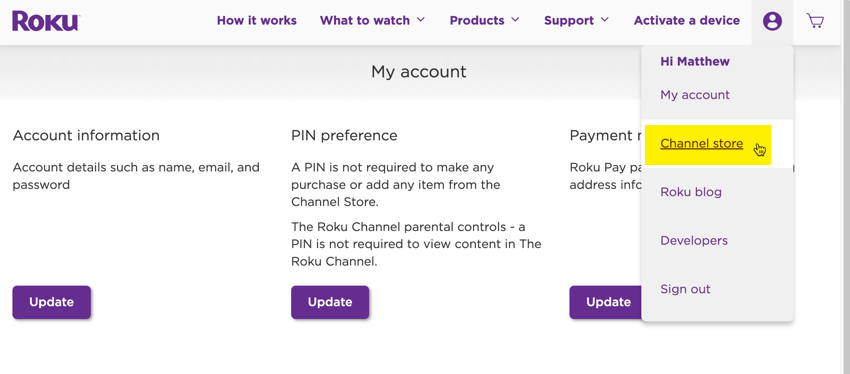 select channel store