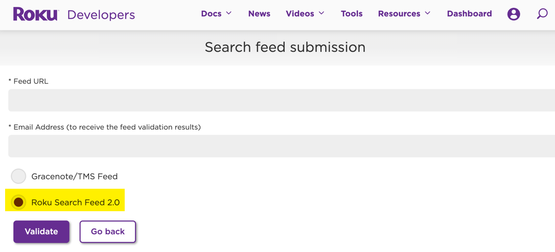 select roku search feed 2