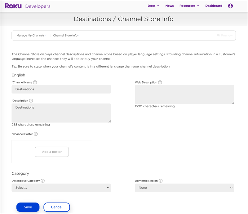 Informations sur le Channel Store