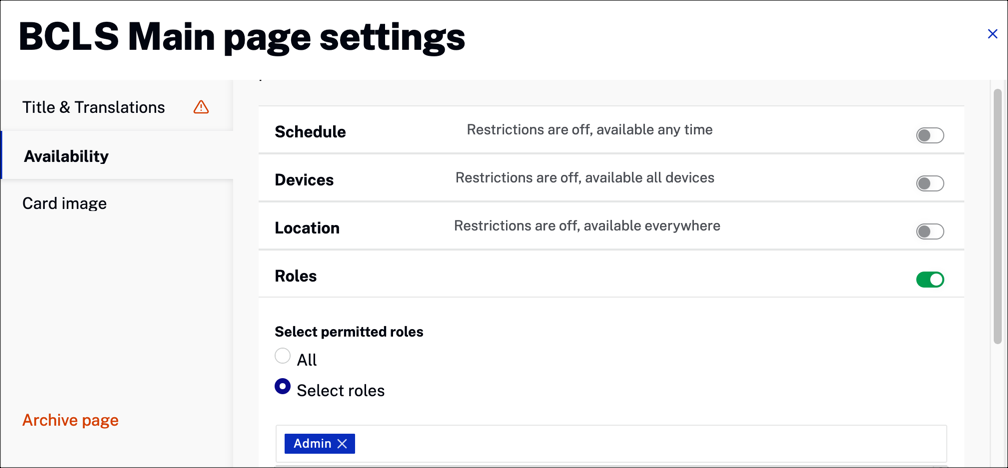Select page roles