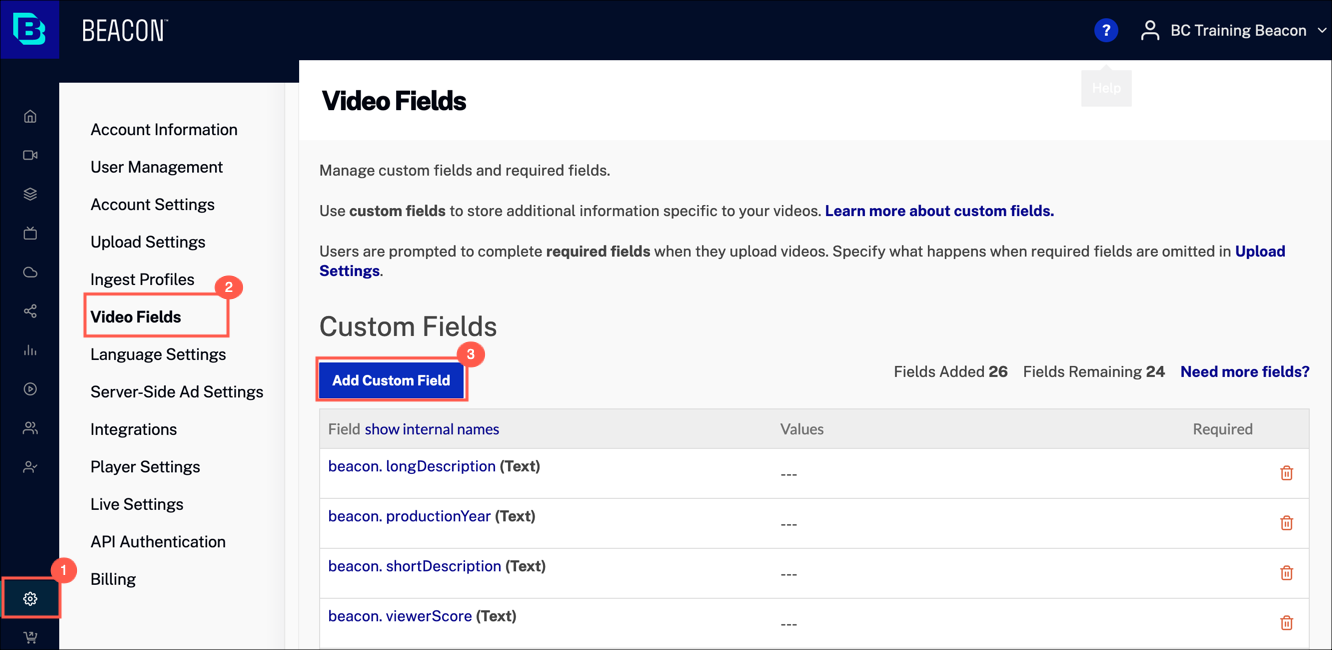 Video fields